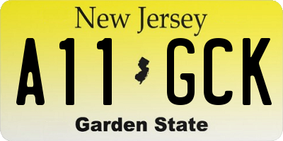 NJ license plate A11GCK