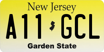 NJ license plate A11GCL
