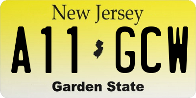 NJ license plate A11GCW