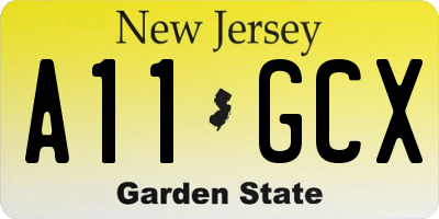 NJ license plate A11GCX