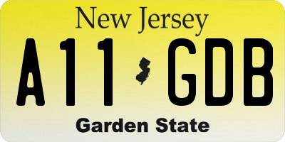 NJ license plate A11GDB