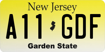 NJ license plate A11GDF