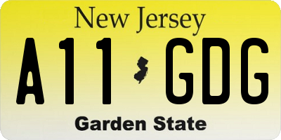 NJ license plate A11GDG