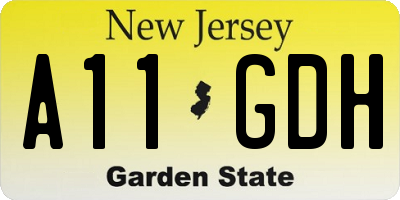 NJ license plate A11GDH