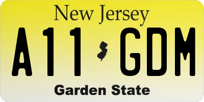 NJ license plate A11GDM