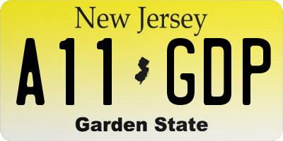 NJ license plate A11GDP