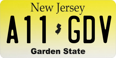 NJ license plate A11GDV