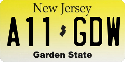 NJ license plate A11GDW