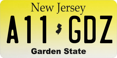NJ license plate A11GDZ