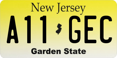 NJ license plate A11GEC