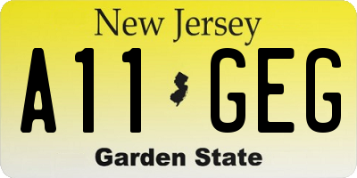 NJ license plate A11GEG