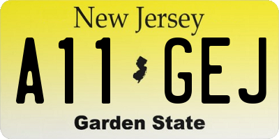 NJ license plate A11GEJ