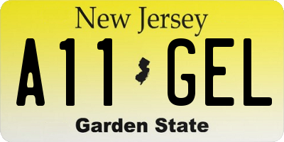 NJ license plate A11GEL