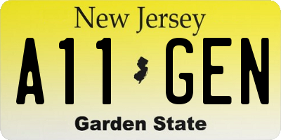 NJ license plate A11GEN