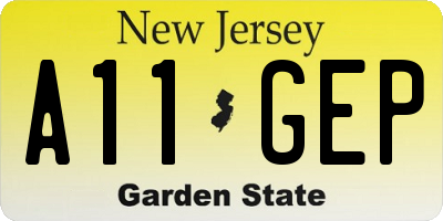 NJ license plate A11GEP