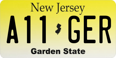 NJ license plate A11GER