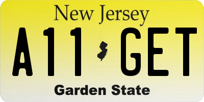 NJ license plate A11GET