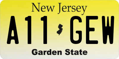 NJ license plate A11GEW