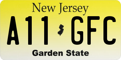 NJ license plate A11GFC