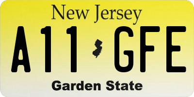 NJ license plate A11GFE