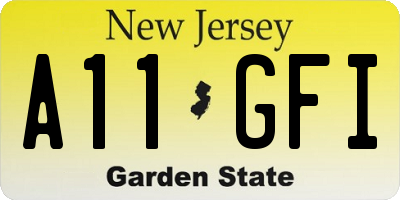 NJ license plate A11GFI