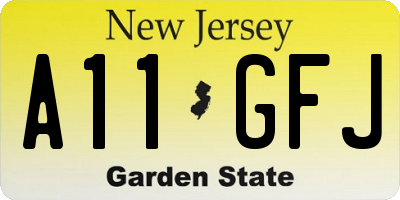 NJ license plate A11GFJ