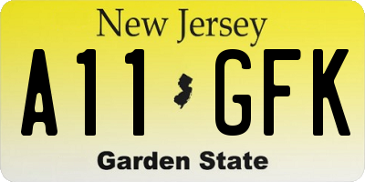 NJ license plate A11GFK