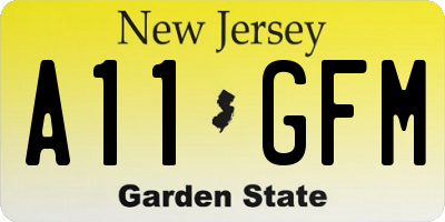 NJ license plate A11GFM