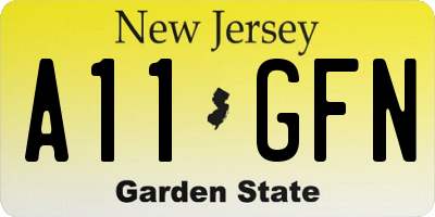 NJ license plate A11GFN