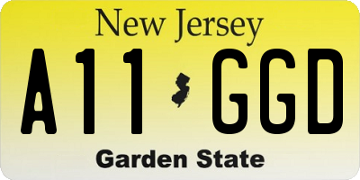 NJ license plate A11GGD
