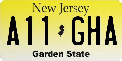 NJ license plate A11GHA