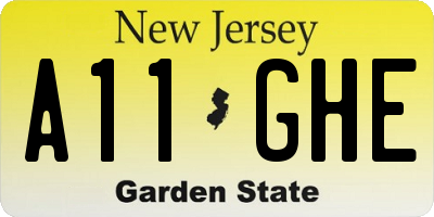NJ license plate A11GHE