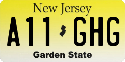 NJ license plate A11GHG