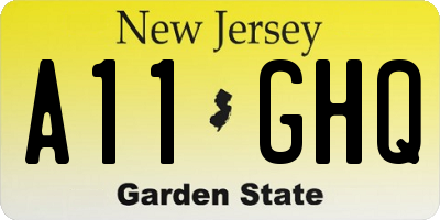 NJ license plate A11GHQ