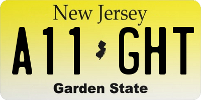NJ license plate A11GHT