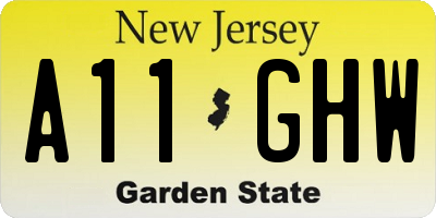 NJ license plate A11GHW
