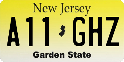 NJ license plate A11GHZ