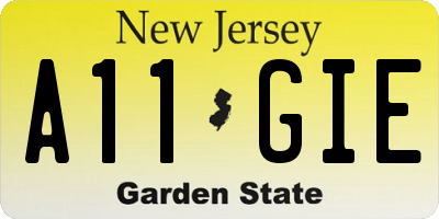 NJ license plate A11GIE