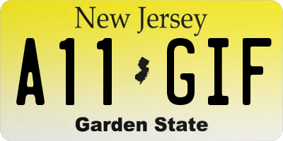 NJ license plate A11GIF