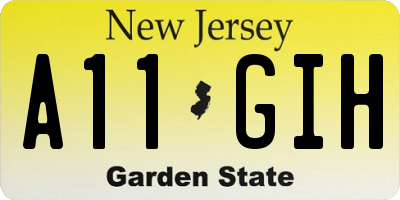 NJ license plate A11GIH