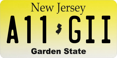 NJ license plate A11GII