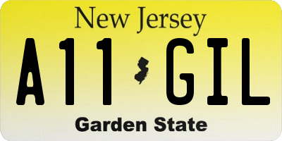 NJ license plate A11GIL