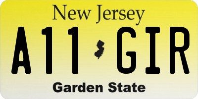 NJ license plate A11GIR