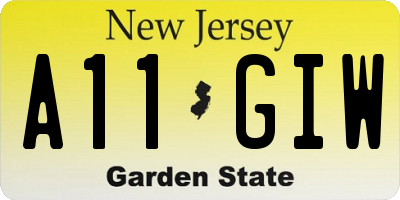 NJ license plate A11GIW