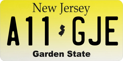 NJ license plate A11GJE