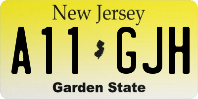 NJ license plate A11GJH