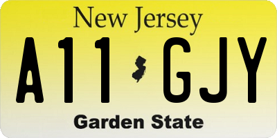 NJ license plate A11GJY