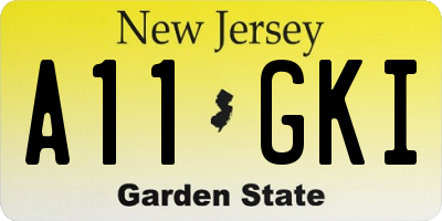NJ license plate A11GKI