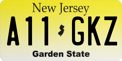 NJ license plate A11GKZ