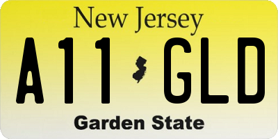 NJ license plate A11GLD